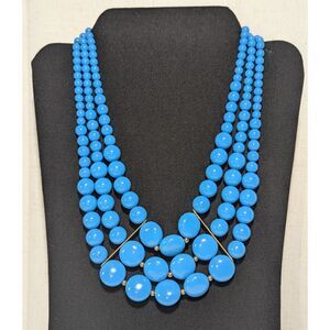 Chunky Statement Multi Strand Turquoise Blue Necklace
